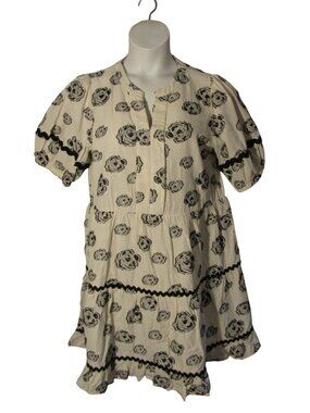 Voy L Black White Roses Tiered Dress